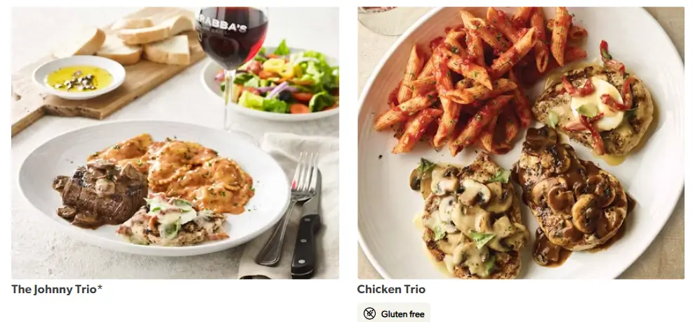 Carrabba's Italian Grill Trios Menu USA