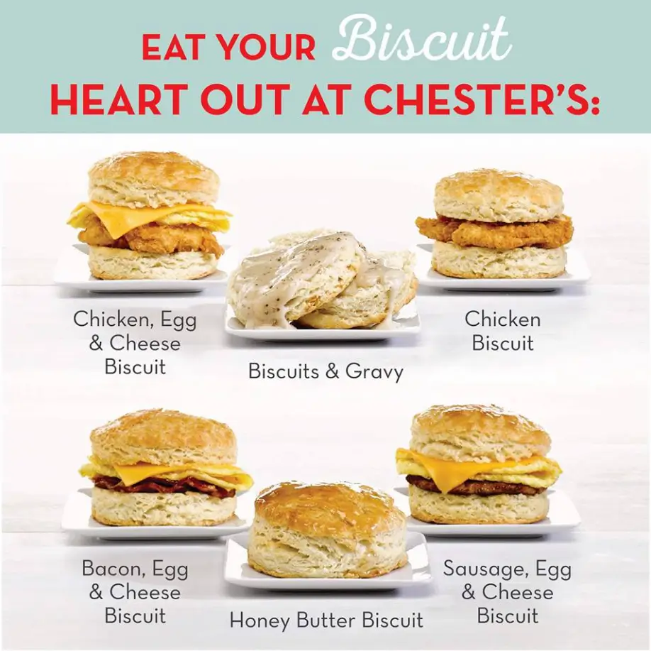 Chester’s Chicken Breakfast Biscuits Menu USA