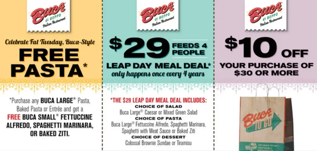 Coupons & Promo Code For Buca di Beppo Menu USA