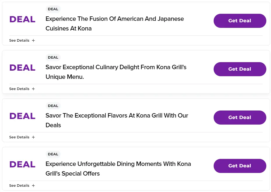 Coupons & Promo Code For Kona Grill Menu USA