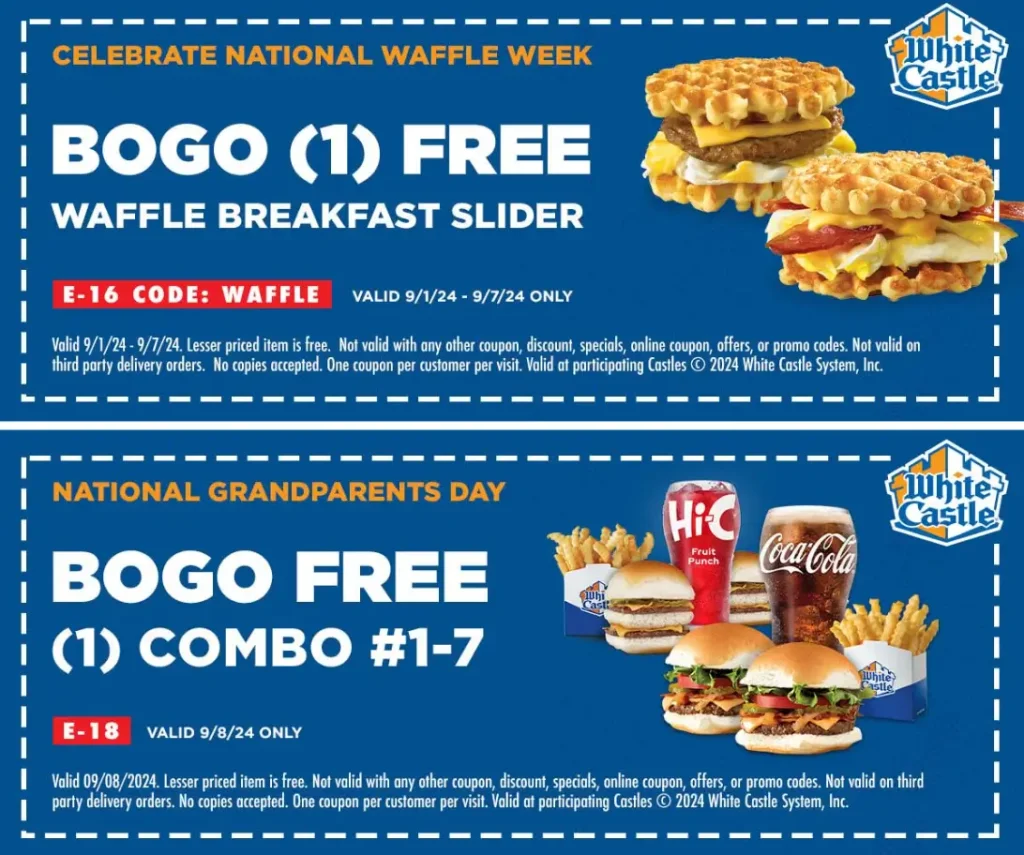 Coupons & Promo Code For White Castle Menu USA