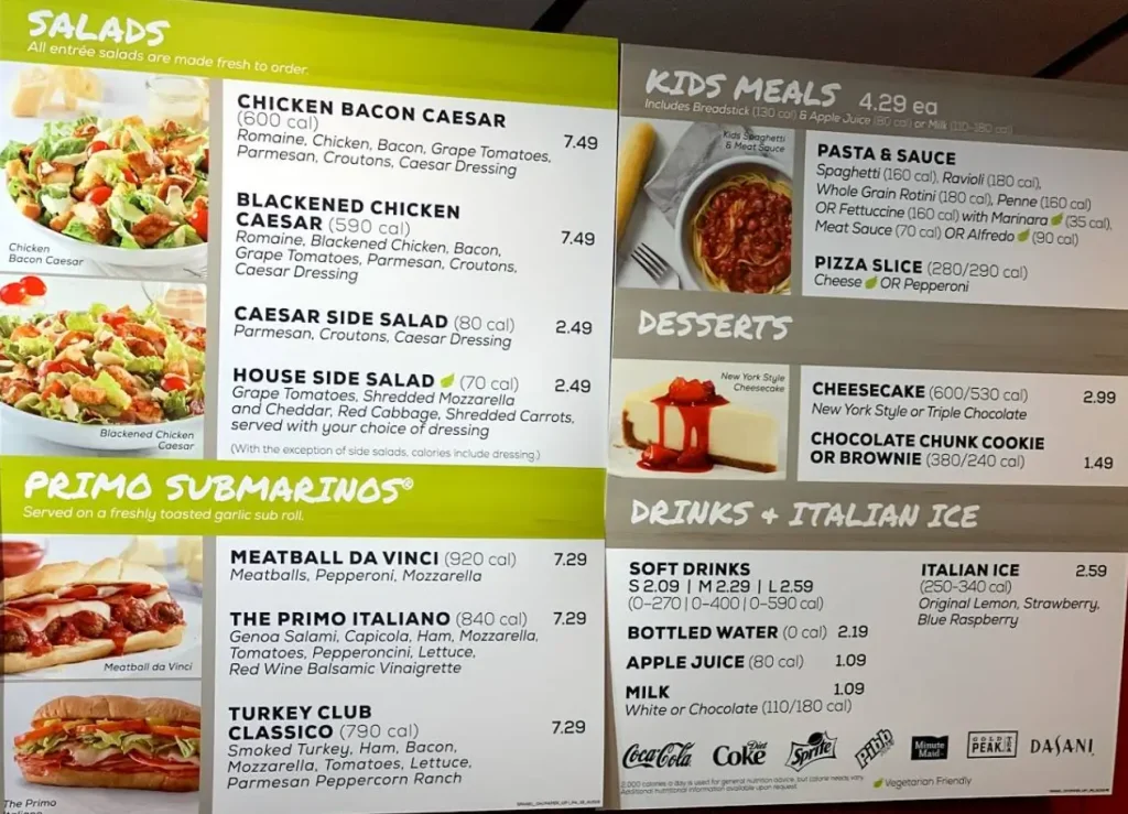 Fazoli's Menu With Prices USA