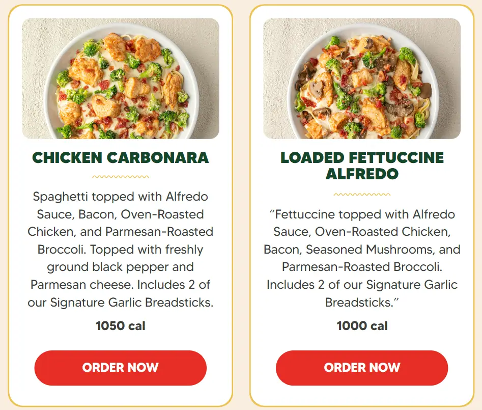 Fazoli's Specialty Pastas Menu USA