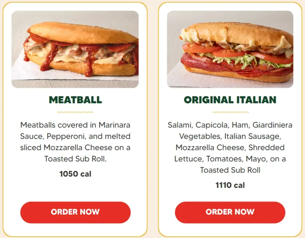 Fazoli's Subs and Salads Menu USA