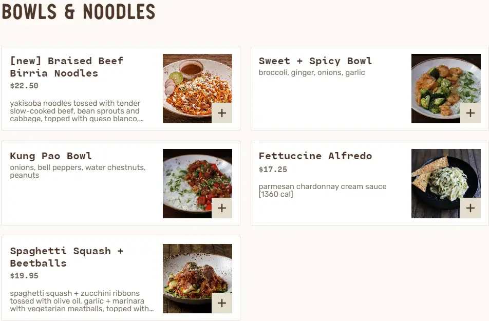 Lazy Dog Bowls & Noodles Menu USA