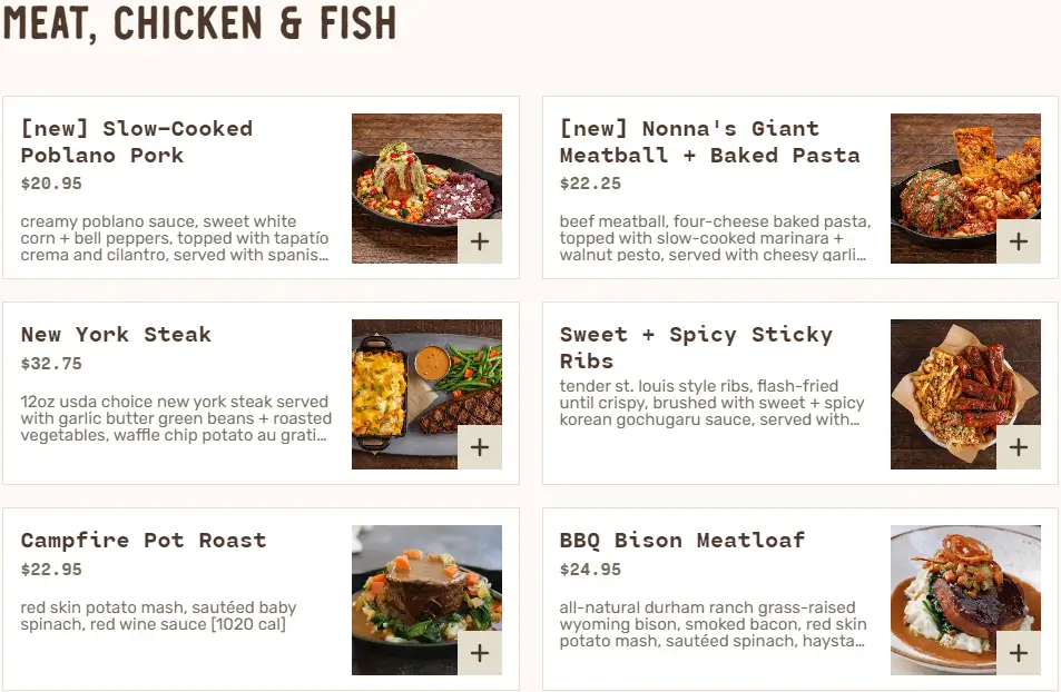 Lazy Dog Meat, Chicken & Fish Menu USA