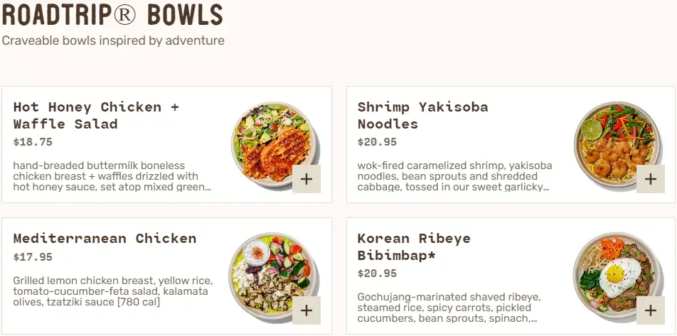 Lazy Dog Roadtrip® Bowls Menu USA