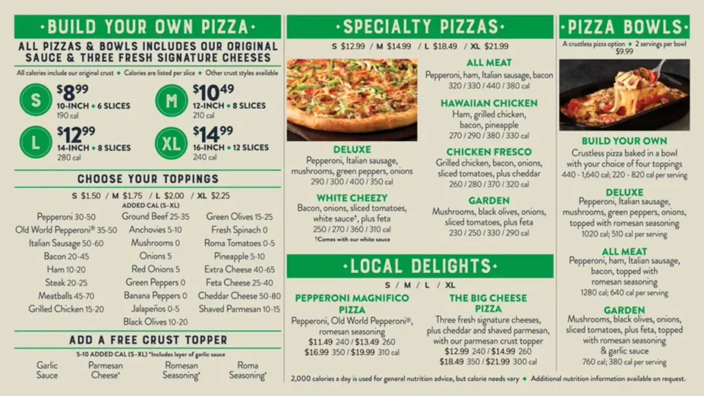 Marco's Pizza Menu Prices USA