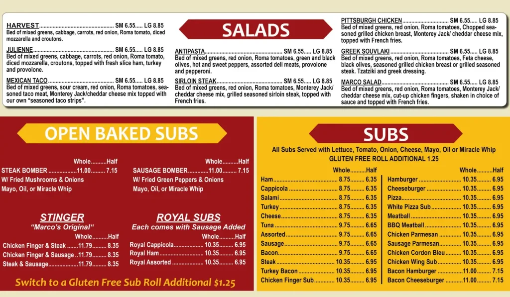 Marco's Pizza Menu With Prices USA