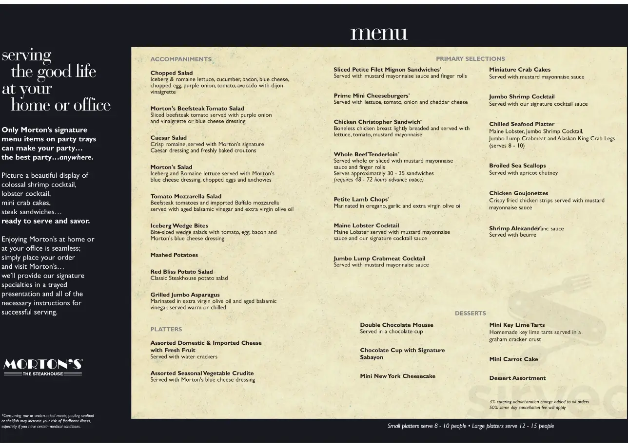 Morton's Steakhouse Menu USA