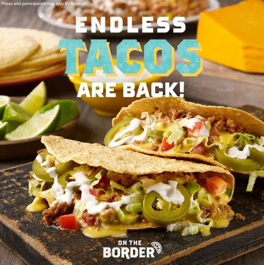 On The Border Endless Tacos for $10 Deal USA