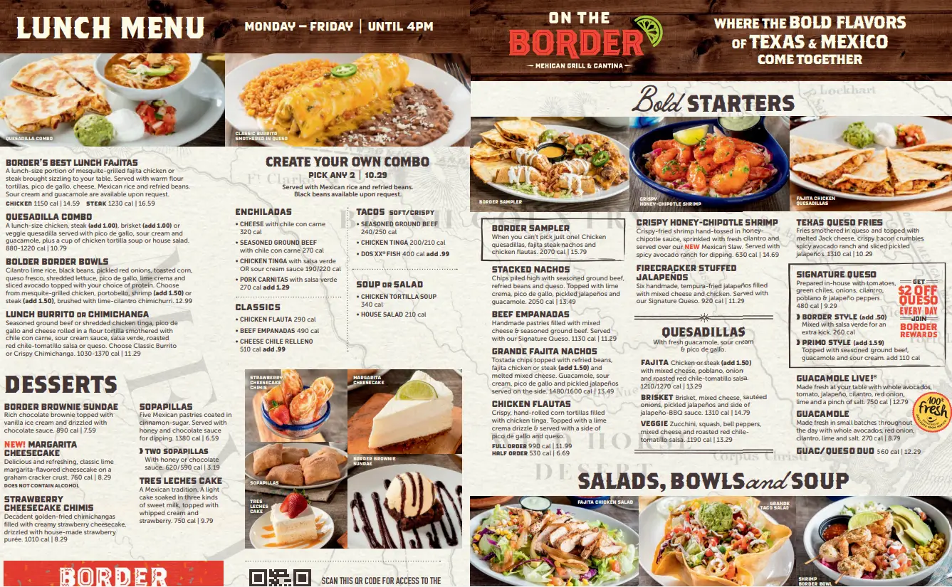 On The Border Menu USA