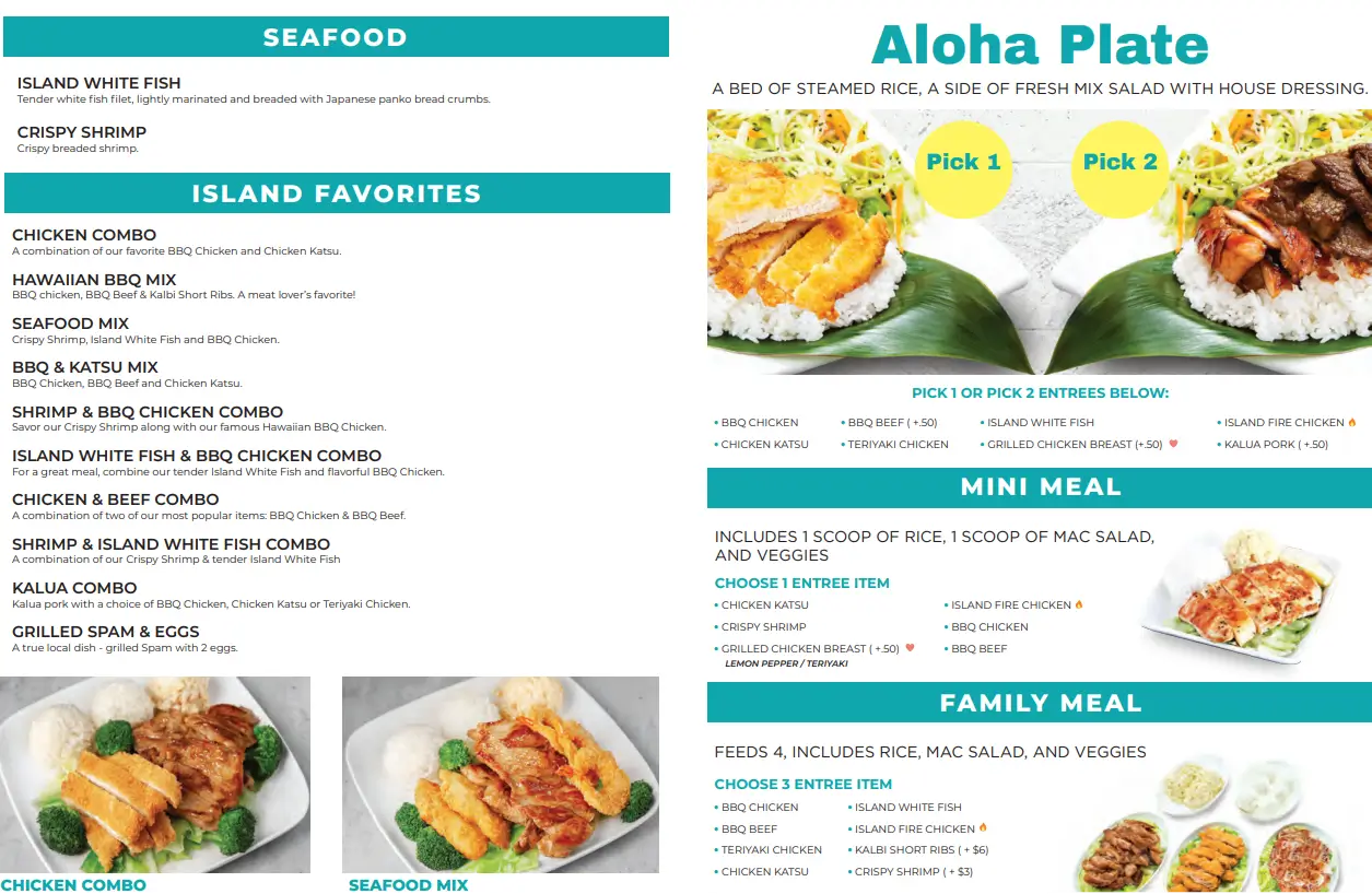 Ono Hawaiian BBQ Menu USA