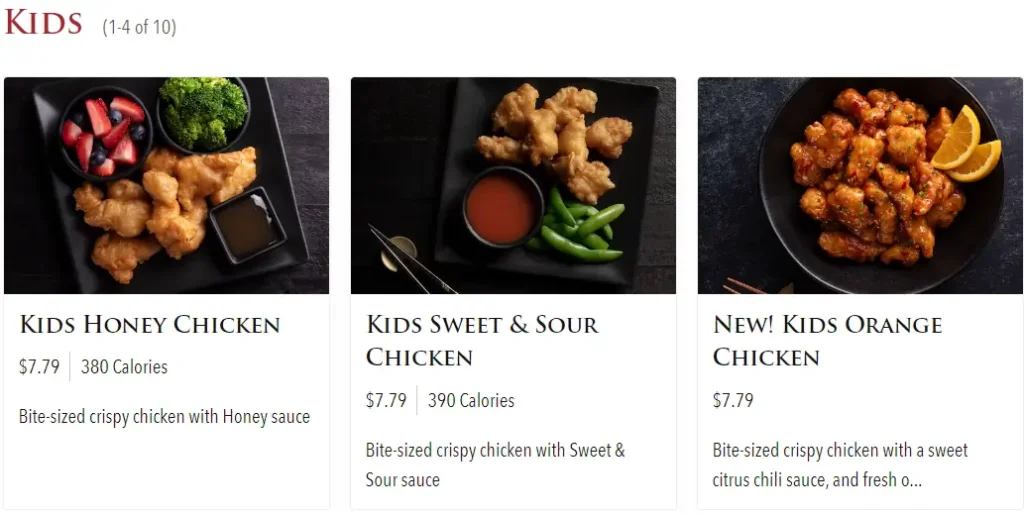 P.F. Chang's Kids Menu USA