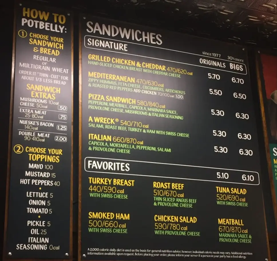 Potbelly Menu Prices USA