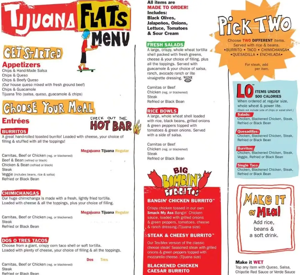 Tijuana Flats Menu Latest Prices USA