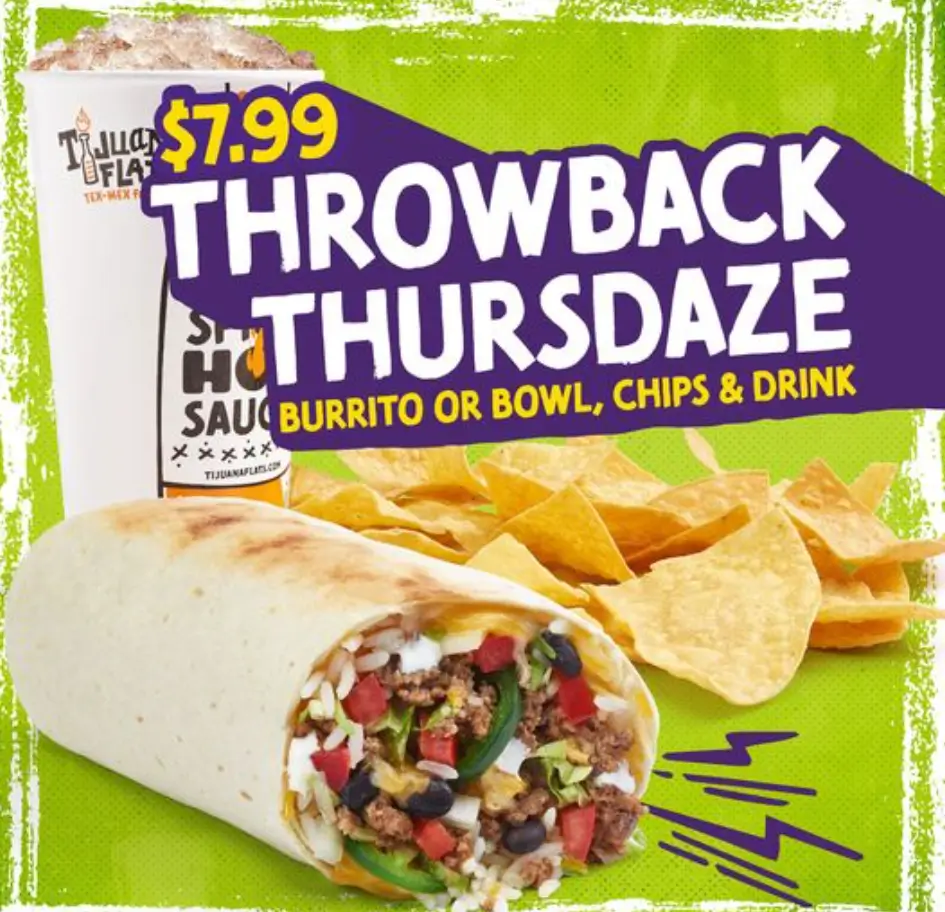 Tijuana Flats Throwback Thursdaze Deal USA