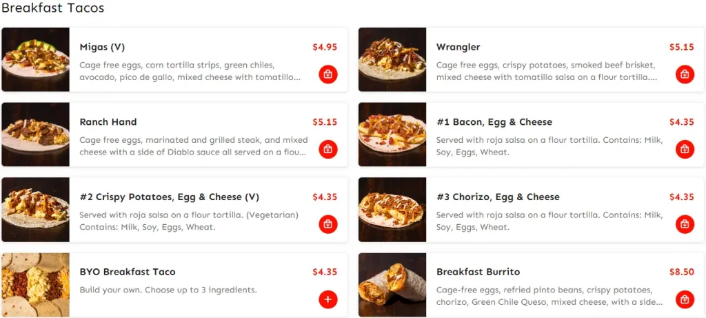 Torchy's Breakfast Tacos Menu USA