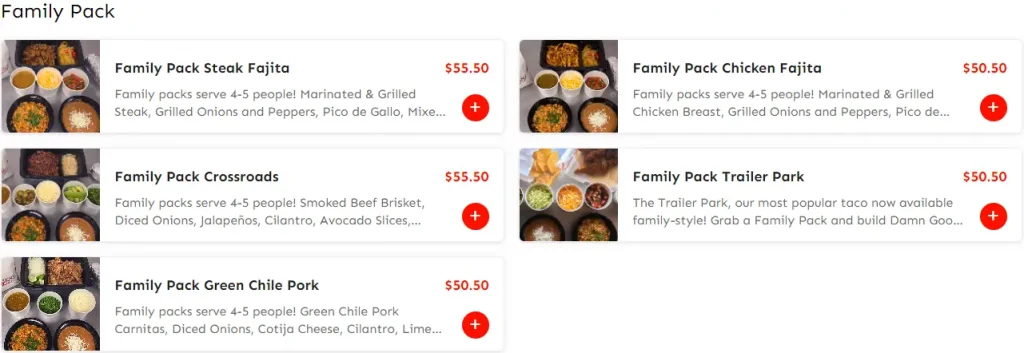 Torchy's Tacos Family Pack Menu USA