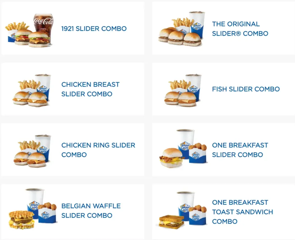 White Castle BREAKFAST COMBOS Menu USA