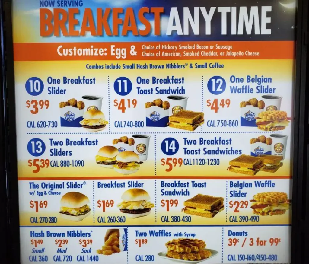 White Castle Menu Prices USA