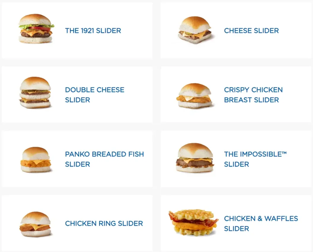 White Castle SLIDERS Menu USA