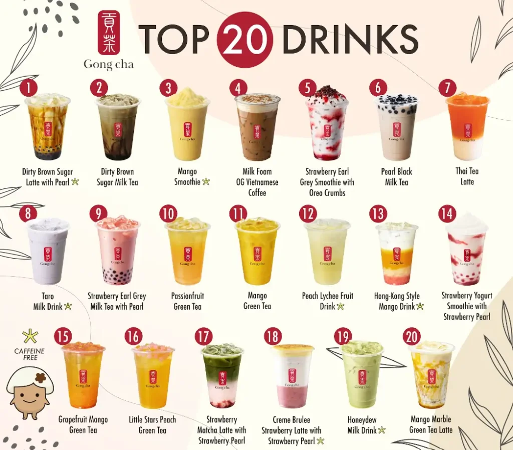 Gong Cha Drinks Menu USA