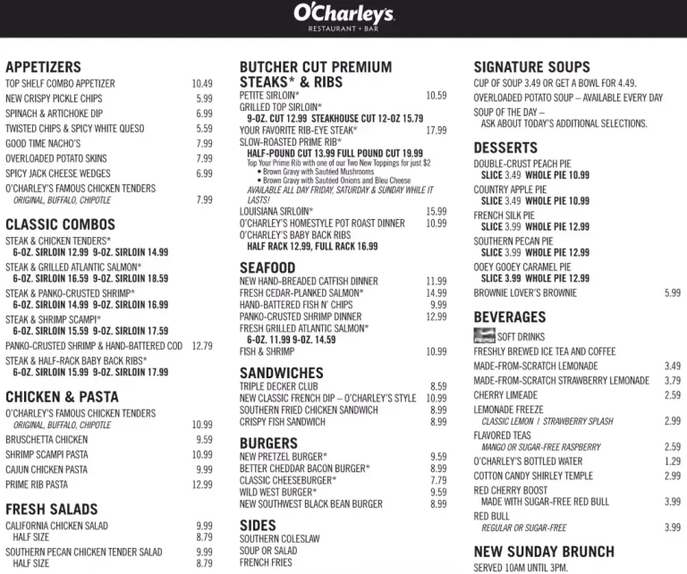 O’Charley’s Menu USA