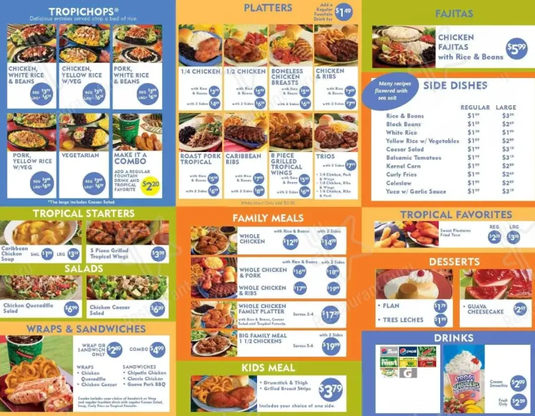 Pollo Tropical Menu USA