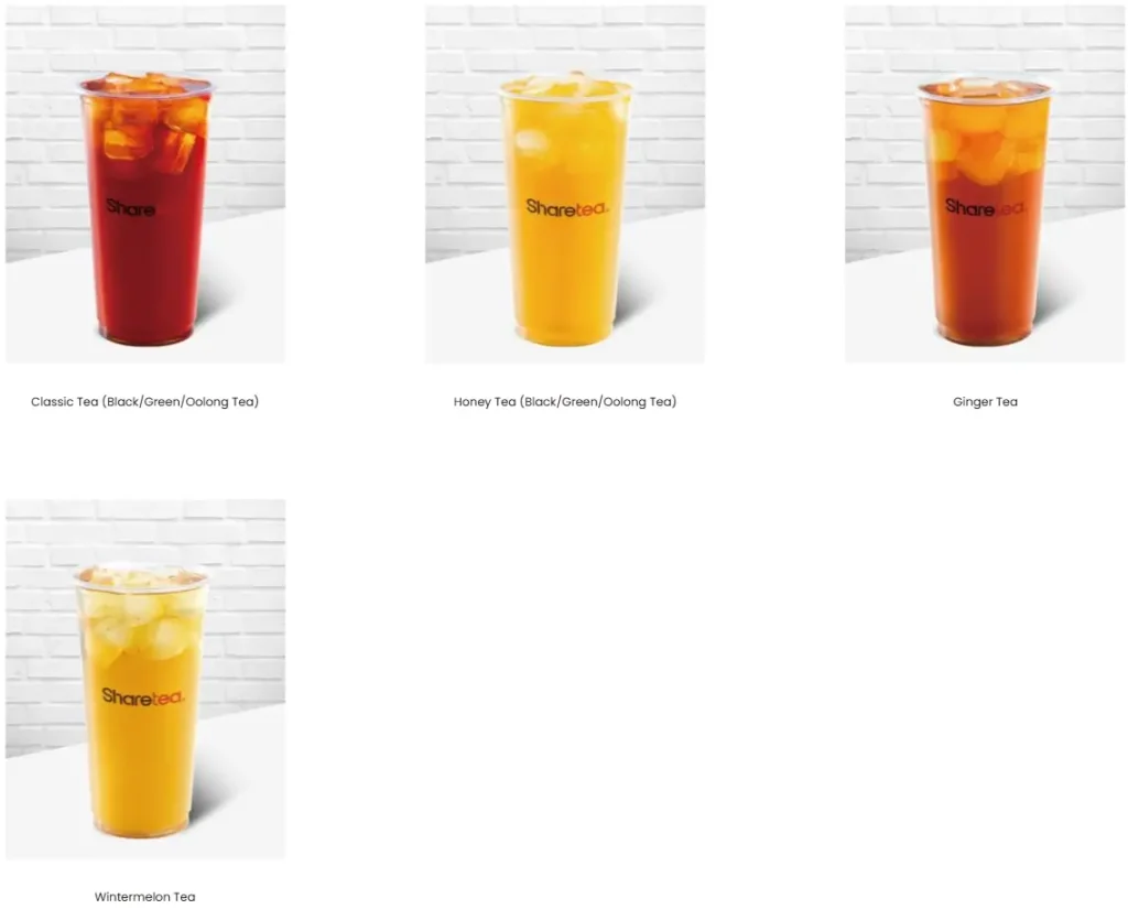 Sharetea Brewed Tea Menu USA