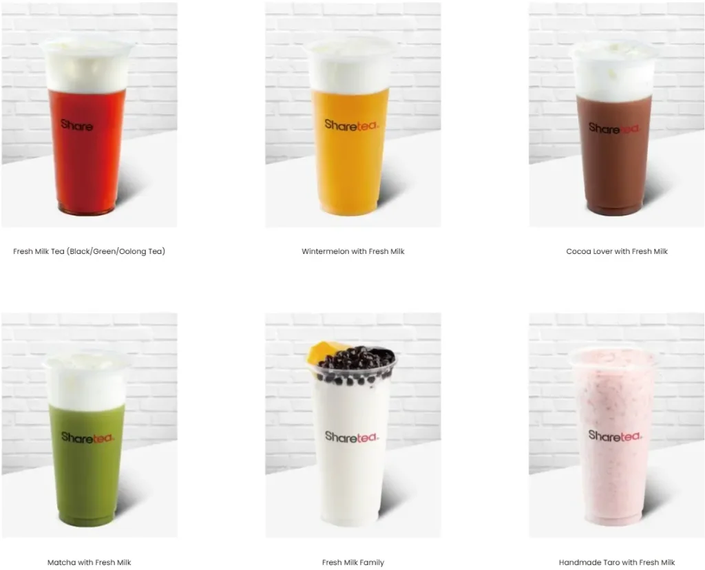 Sharetea Fresh Milk Menu USA