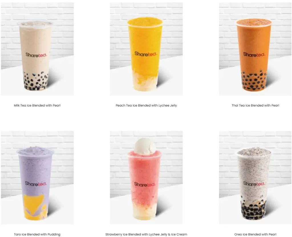 Sharetea Ice Blended Menu USA