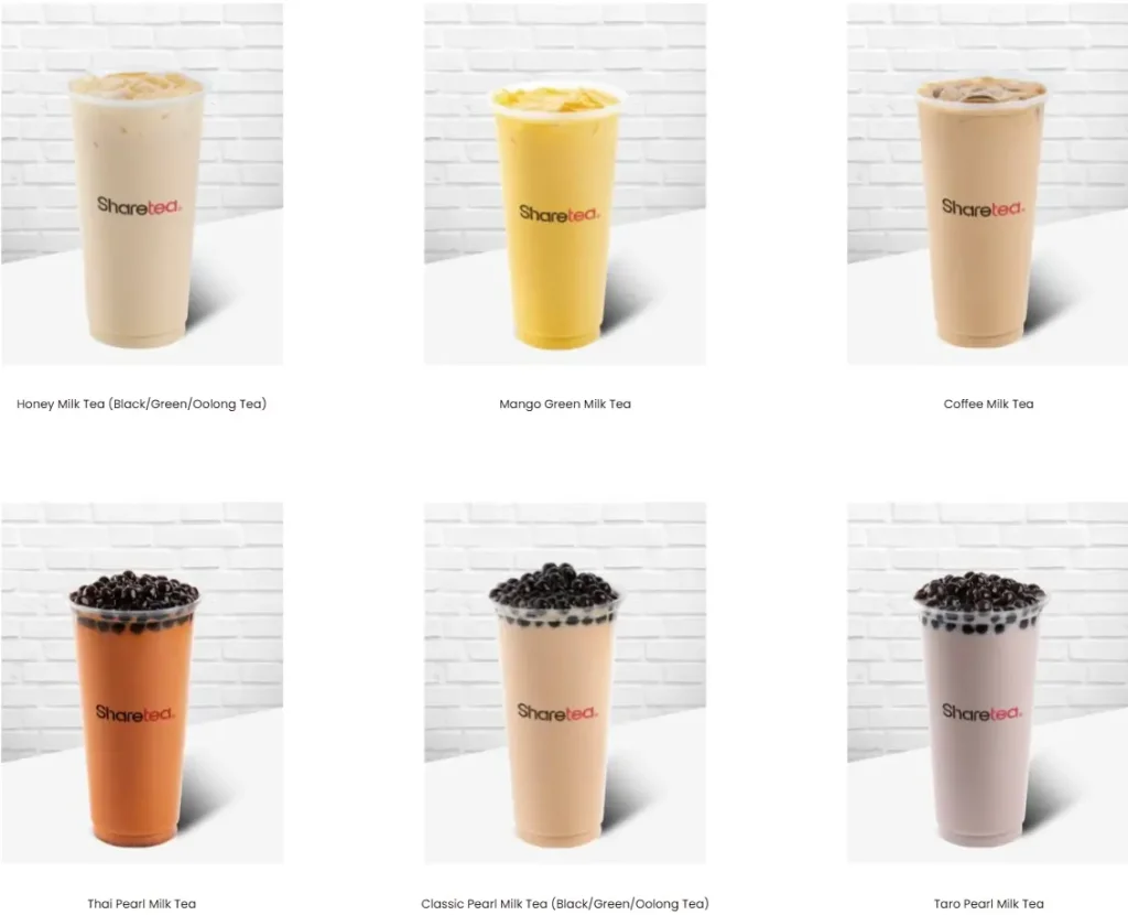 Sharetea Milk Tea Menu USA