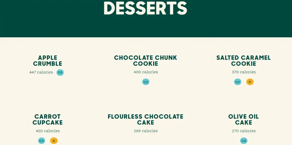 Tender Greens Desserts Menu USA