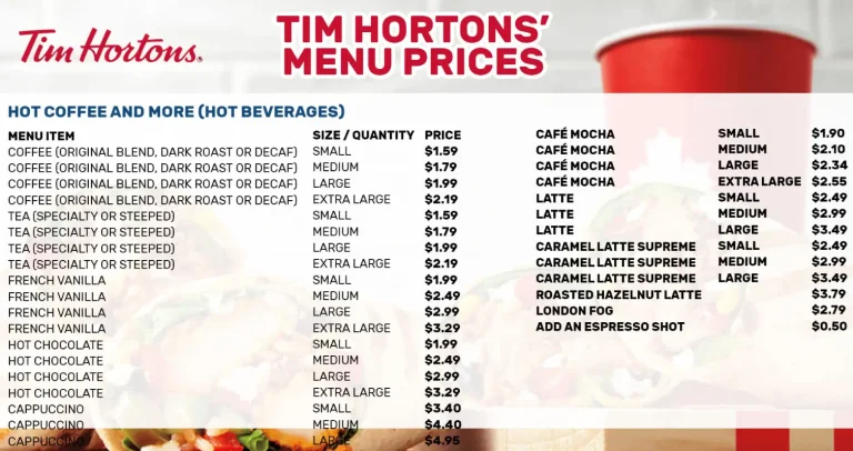 Tim Hortons Menu USA