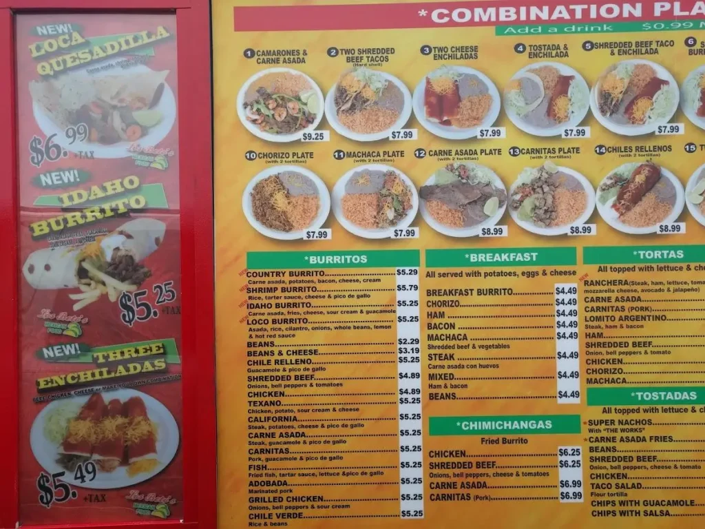 Los Betos Menu With Prices USA