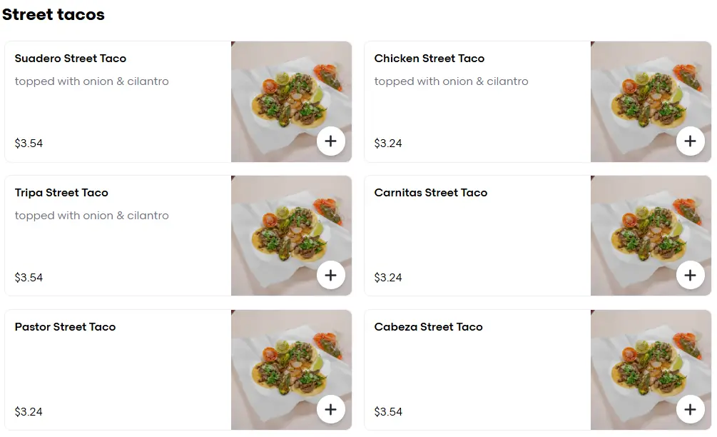 Los Betos Street Tacos Menu USA