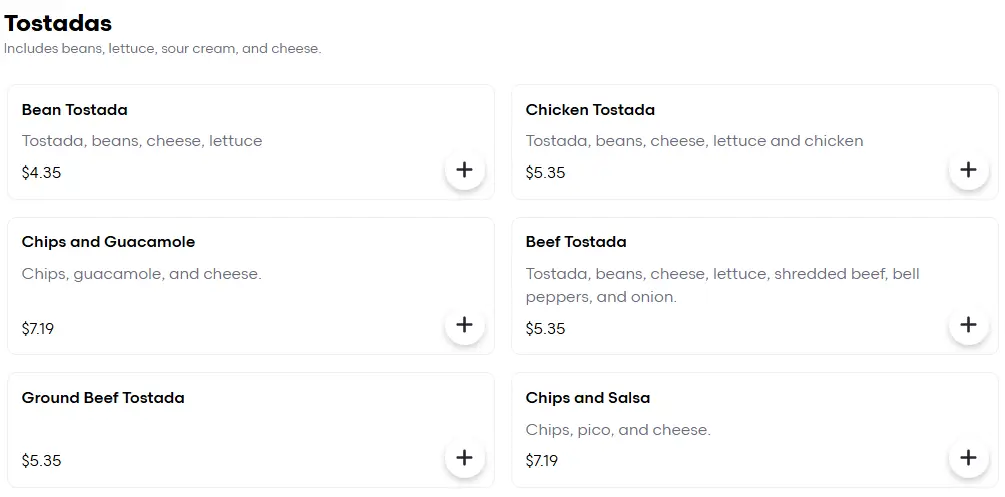 Los Betos Tostadas Menu USA